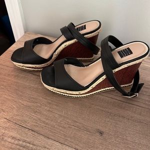 White House Black Market Open toe wedge heels